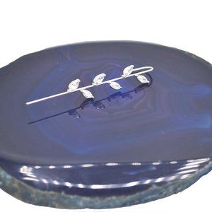 Sterling Silver Ear Pin, Ear Wrap Crawler Hook Earring, CZ Leaf Ear